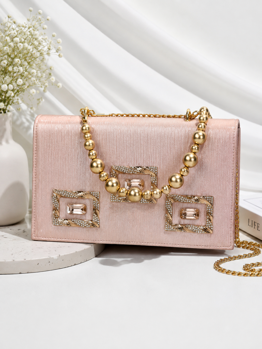 Elegant Pearl Beaded Chain Handbag