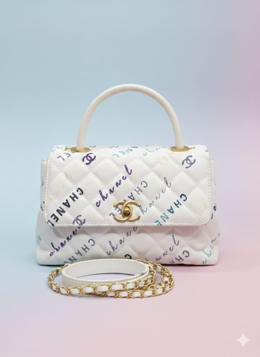 Elegant Printed Top Handle Bag