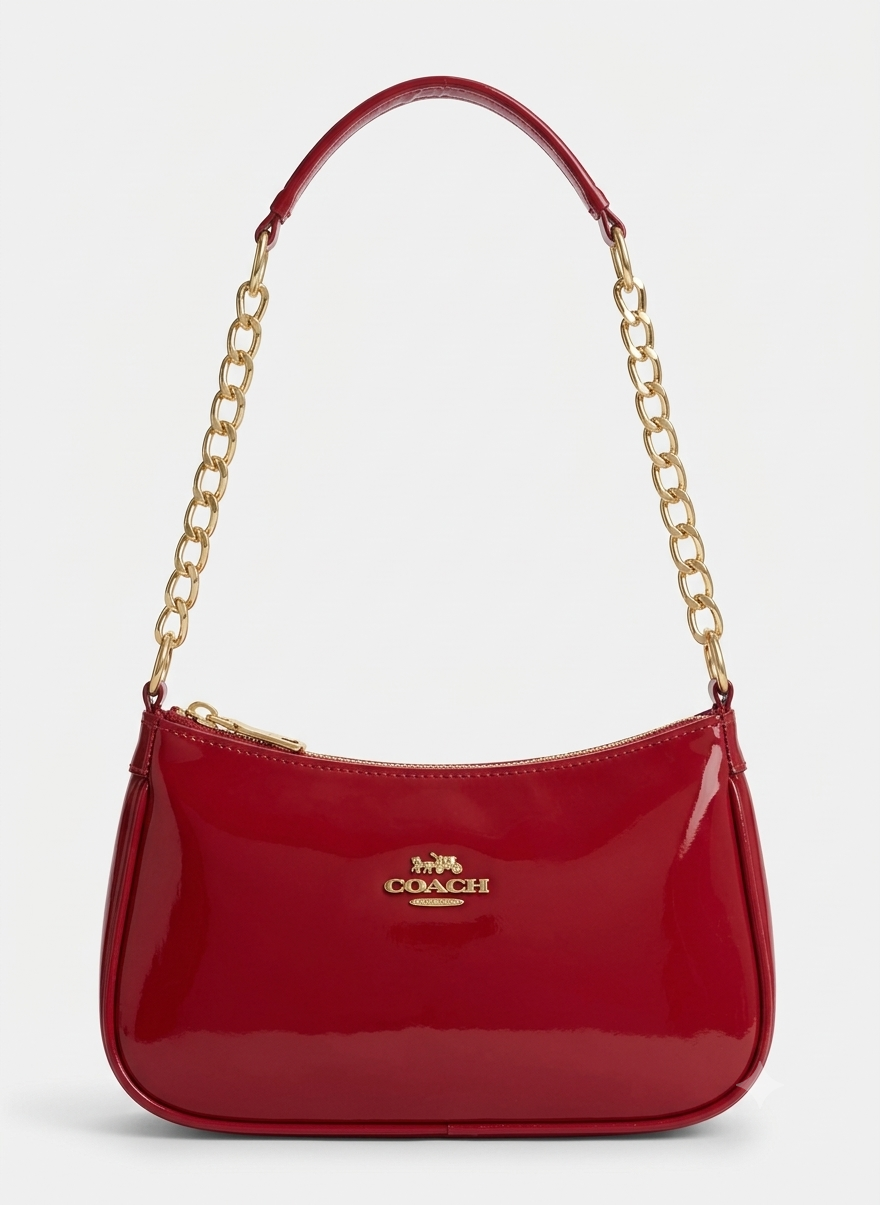 Maa G Luxe Red Glossy Chain Handbag ❤️👜