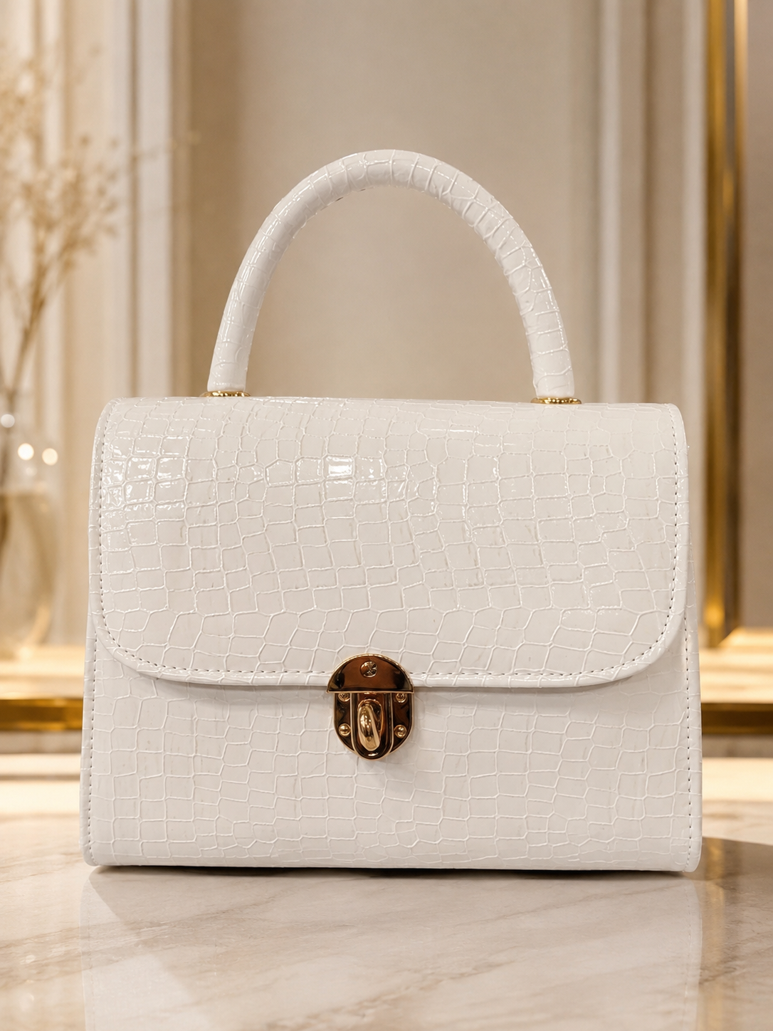 White croco bag