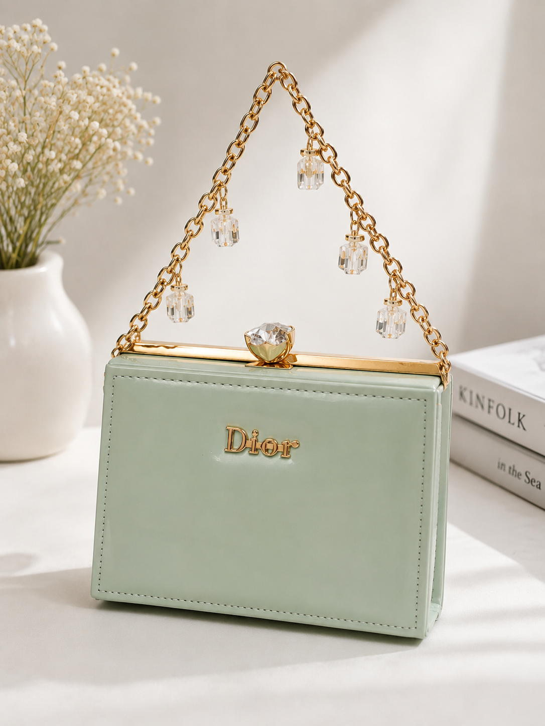 Elegant Crystal Chain Box Handbag