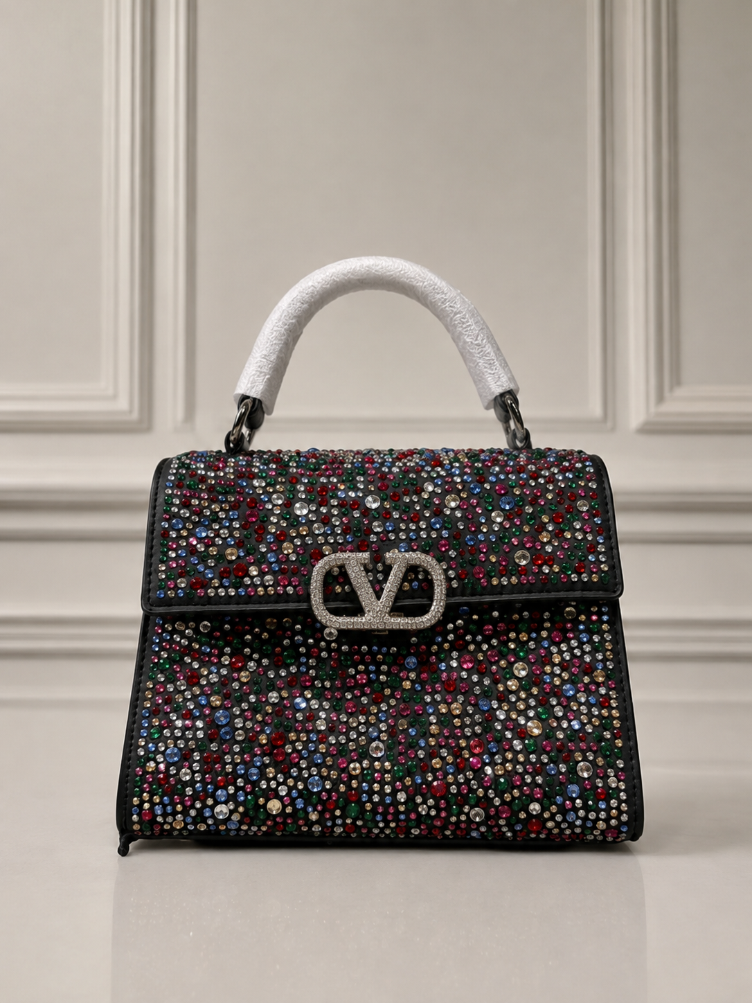 Multicolor Crystal Embellished Luxury Handbag